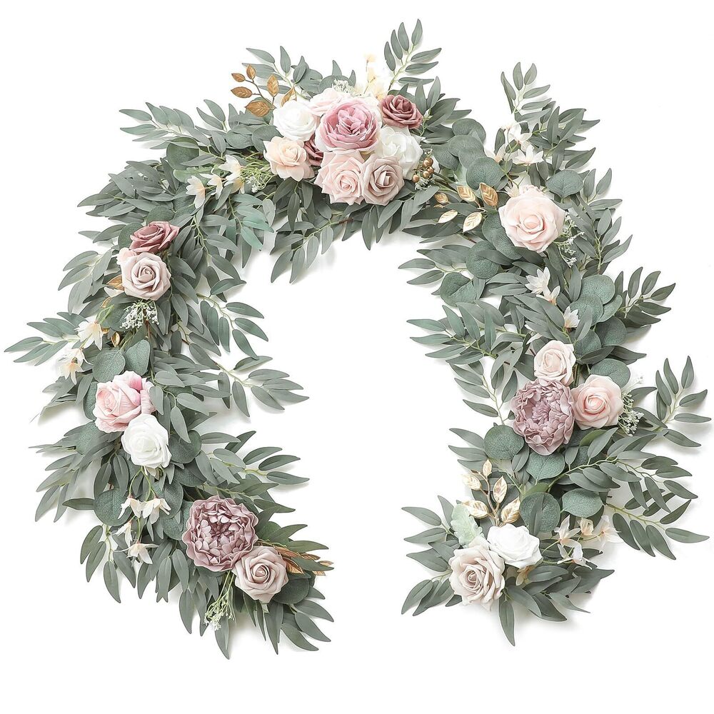 2121 6ft Artificial Eucalyptus Garland with Flowers Greenery Faux Floral